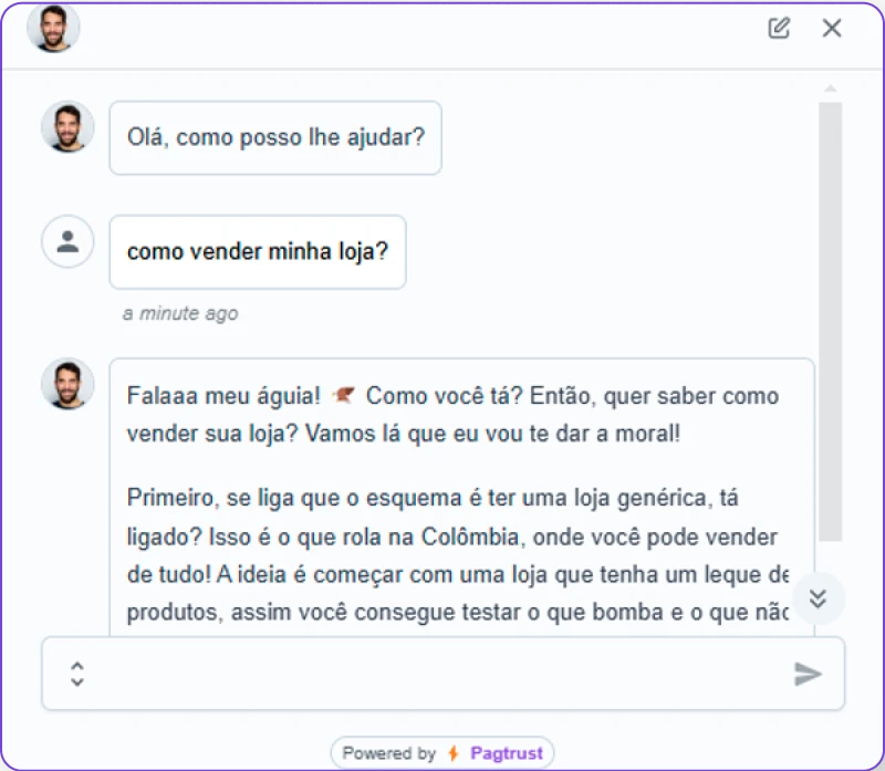 Interface do chat do mentor.IA respondendo dúvidas de aluno